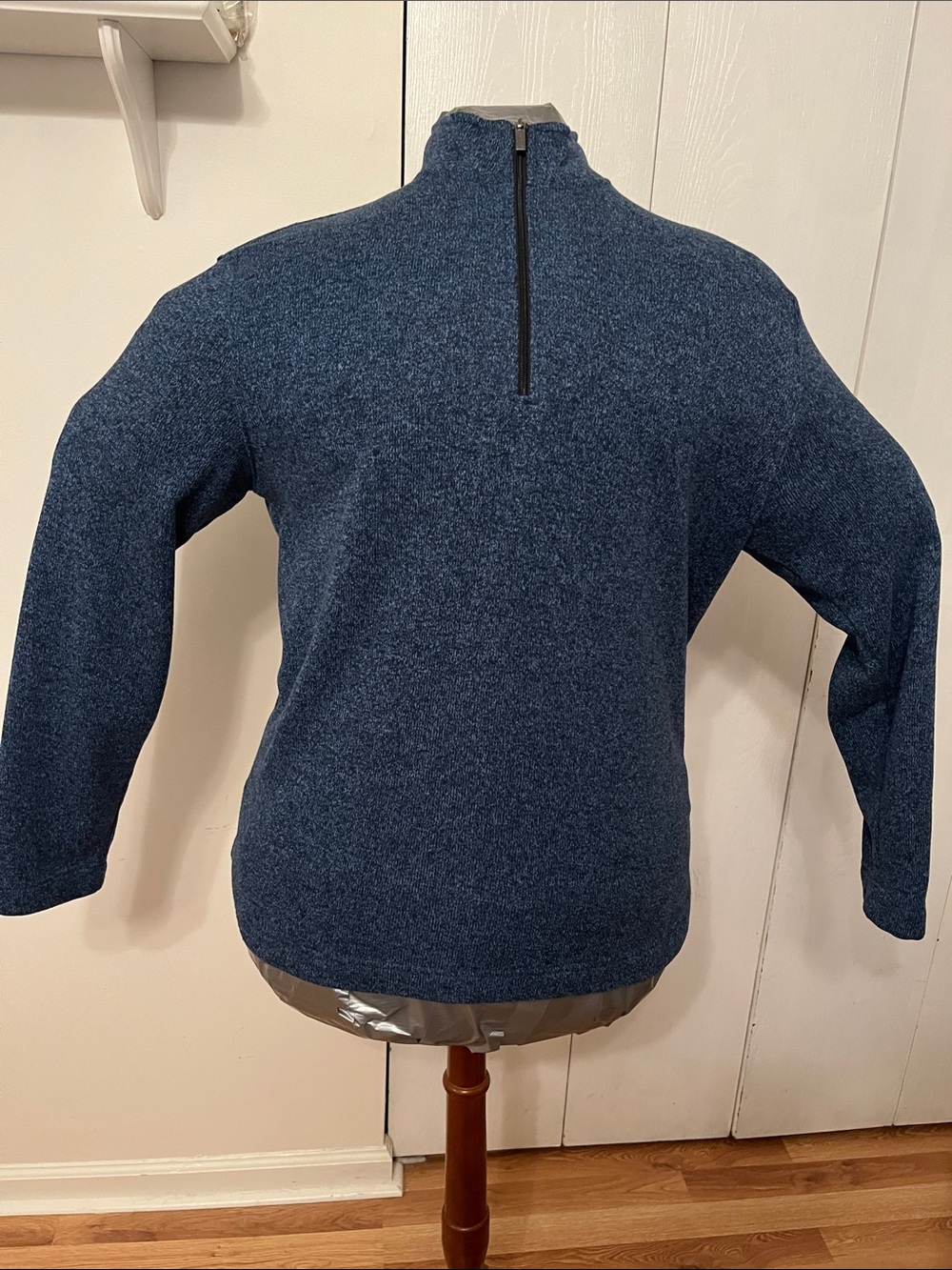 Van Heusen Men's Zip Mock Neck Sweater - Dark Blue Heather